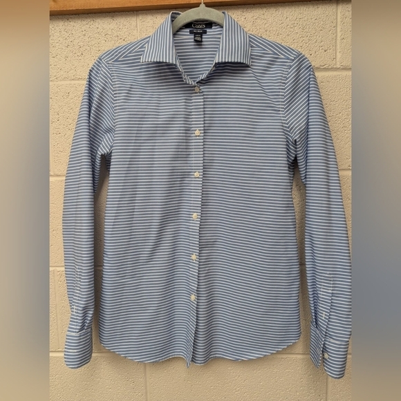Chaps no iron size small button down shirt womens in periwinkle blue/white - Picture 1 of 11